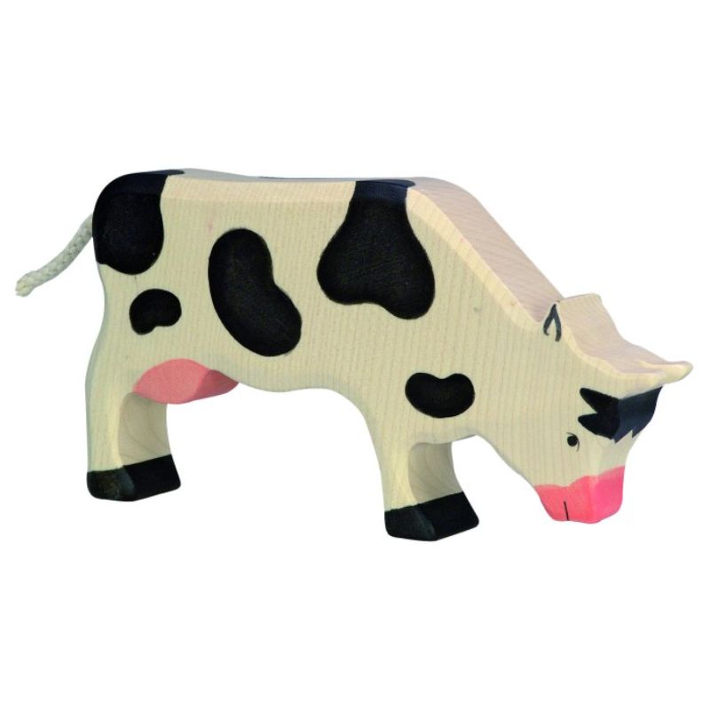 Holztiger Cow Grazing Black and White