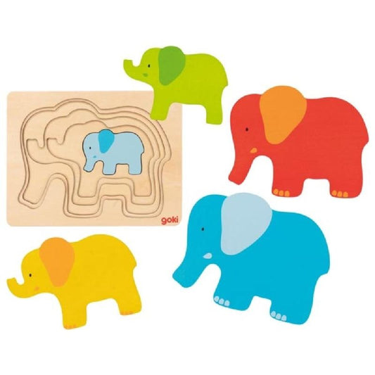 Goki Elephant Family Layered Puzzle